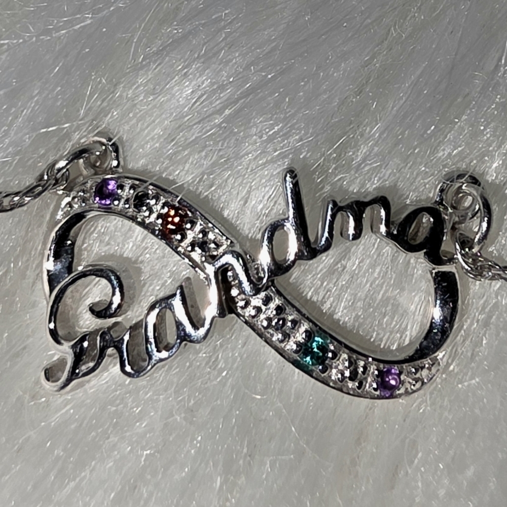 Mother's Day 925 Infinity Pendant "Grandma" With Gemstones